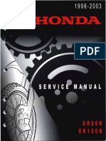 Honda Xr80r Xr100r Service Repair Manual 1998-2003 Xr80 Xr100