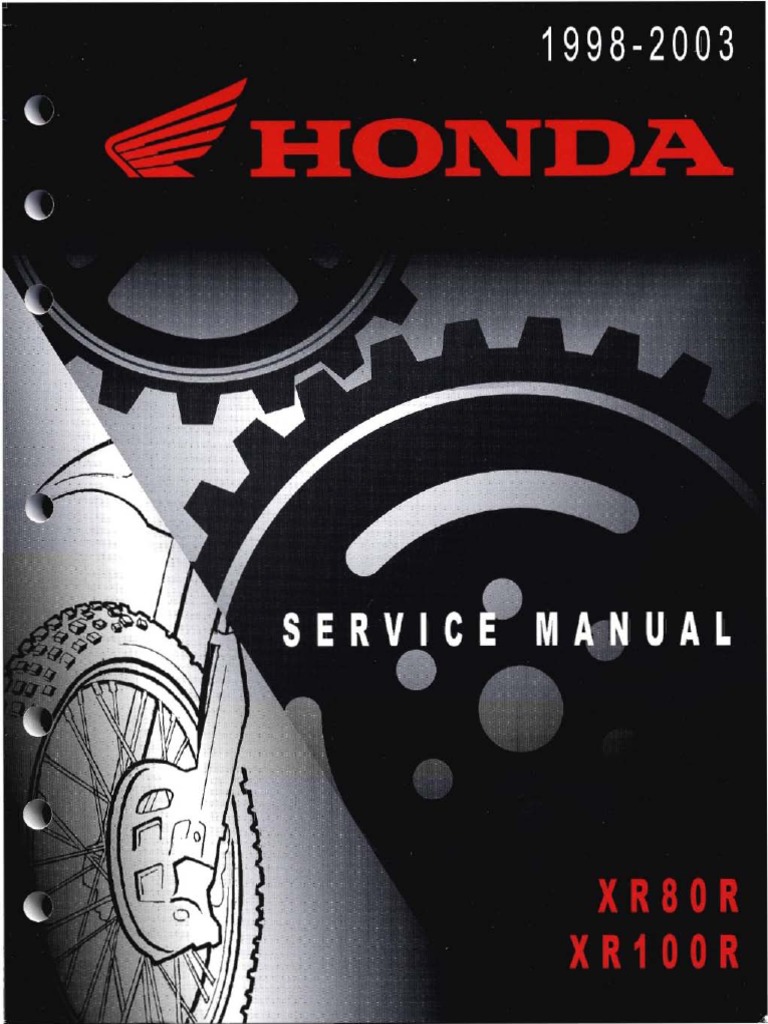 Honda Xr80r Xr100r Service Repair Manual 1998-2003 Xr80 Xr100