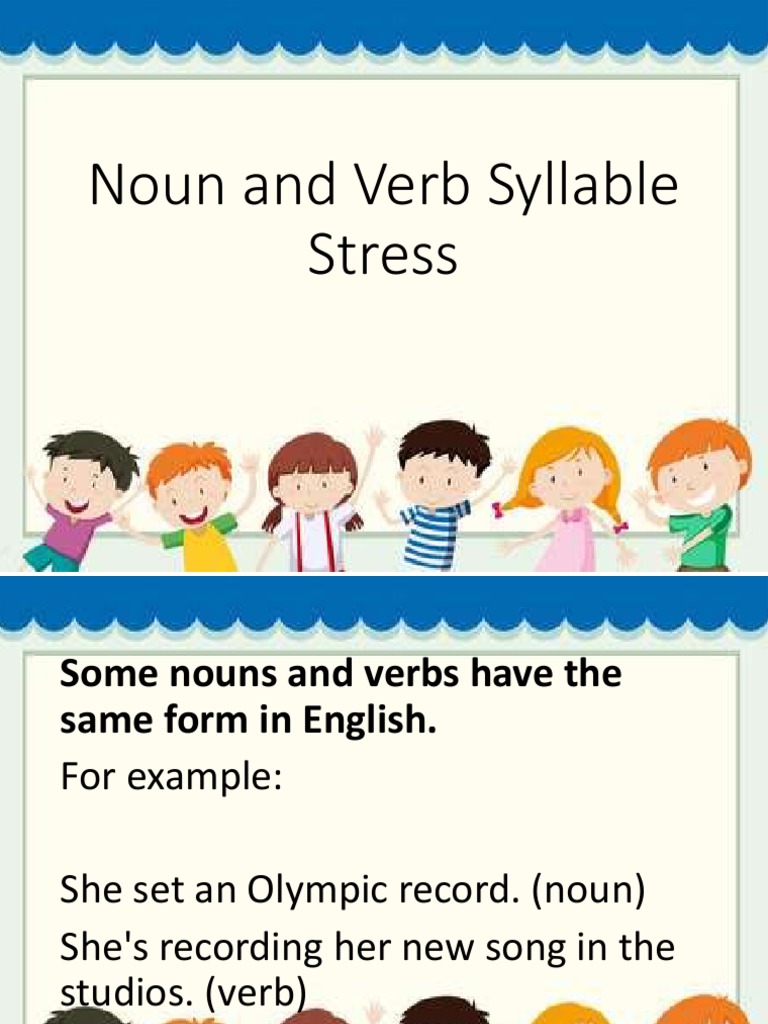 Noun And Verb Syllable Stress Worksheet