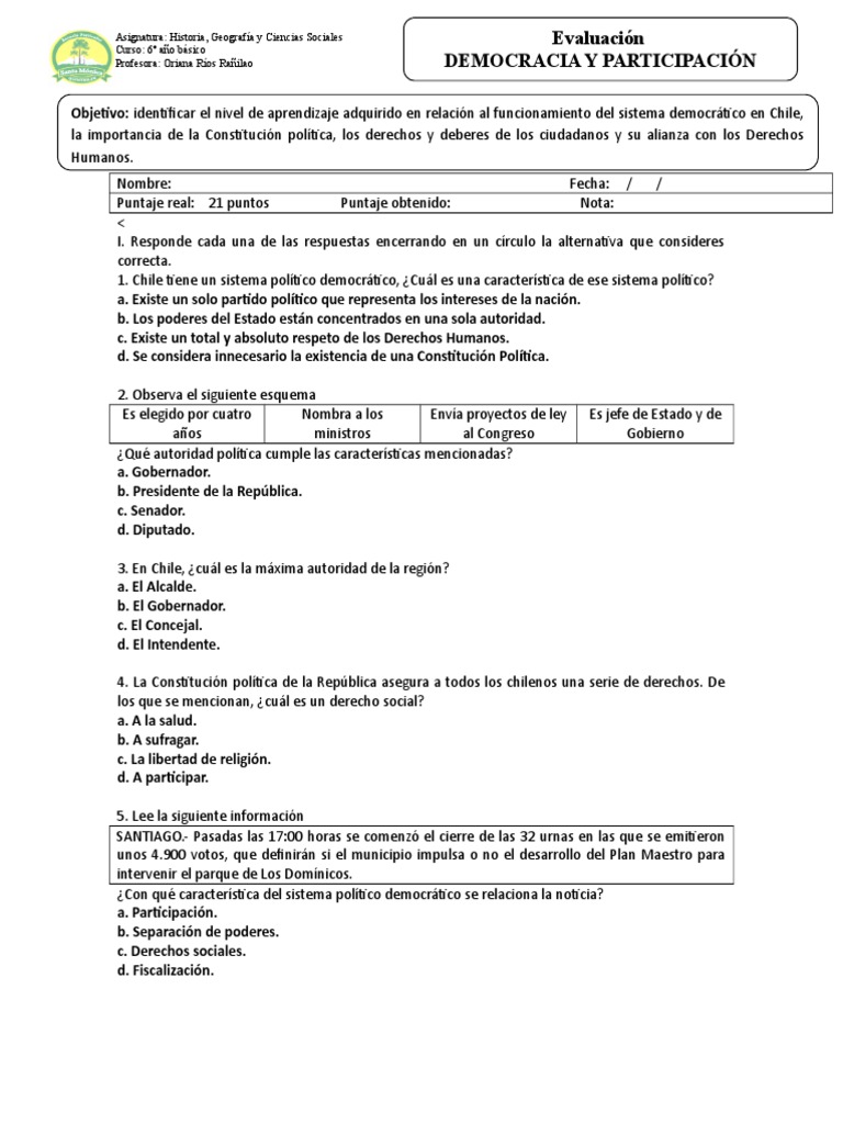 Evaluación de la Democracia en Chile | PDF | Separación de poderes ...