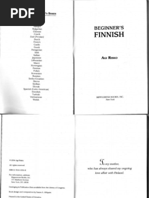 Agi Risko Beginner S Finnish Hippocrene Beginner S Hippocrene Books 04 Pdf
