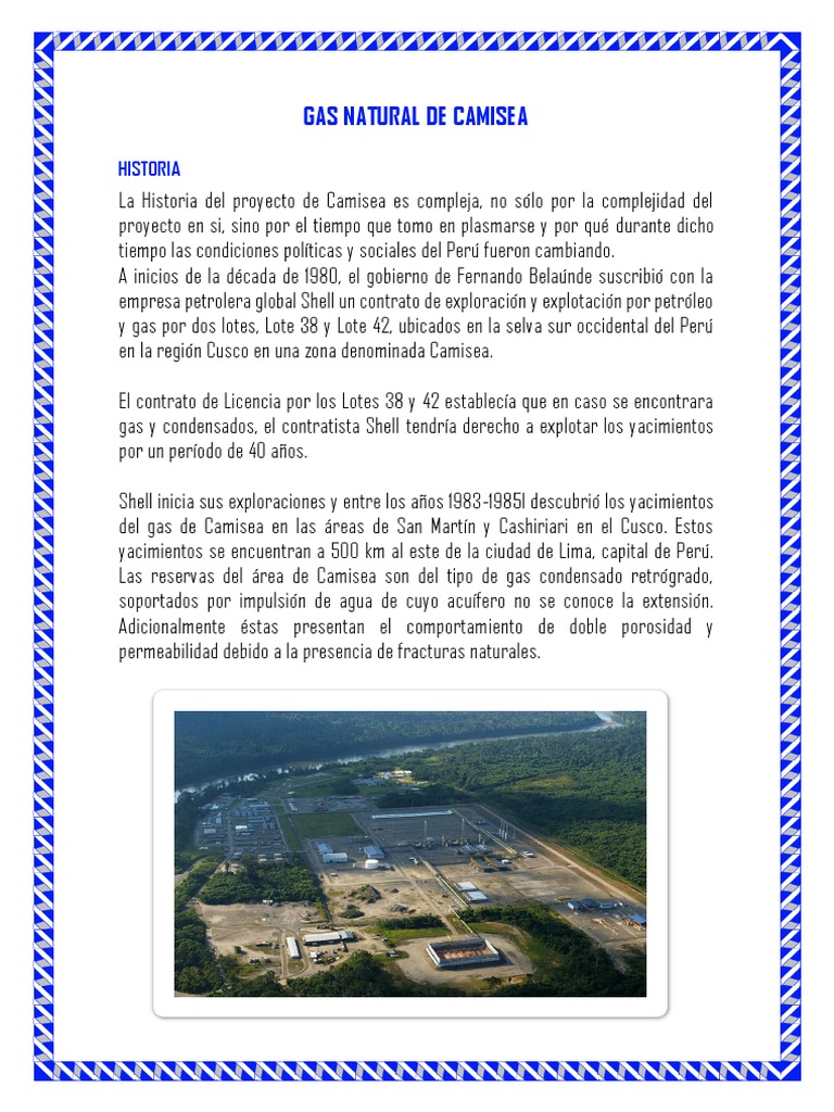Yacimiento de Gas Natural Camisea | PDF | Química | Energía y recursos