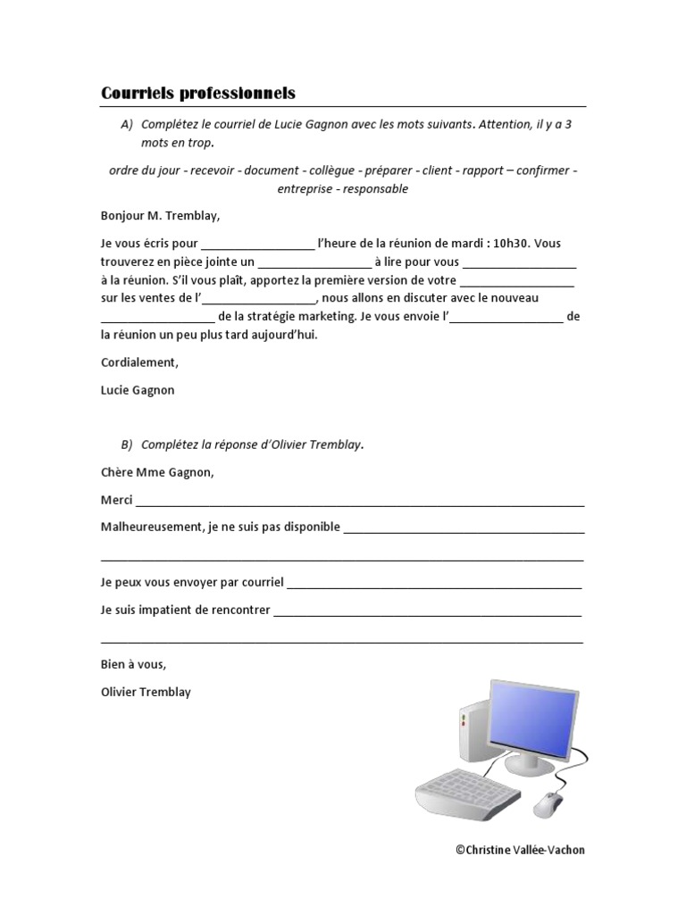 Exemples de courriels professionnels | PDF