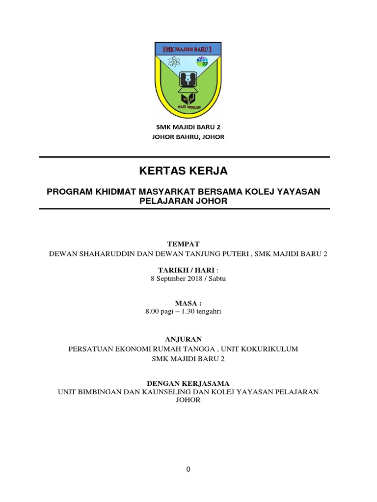 Kertas Kerja Program Khidmat Masyarakat