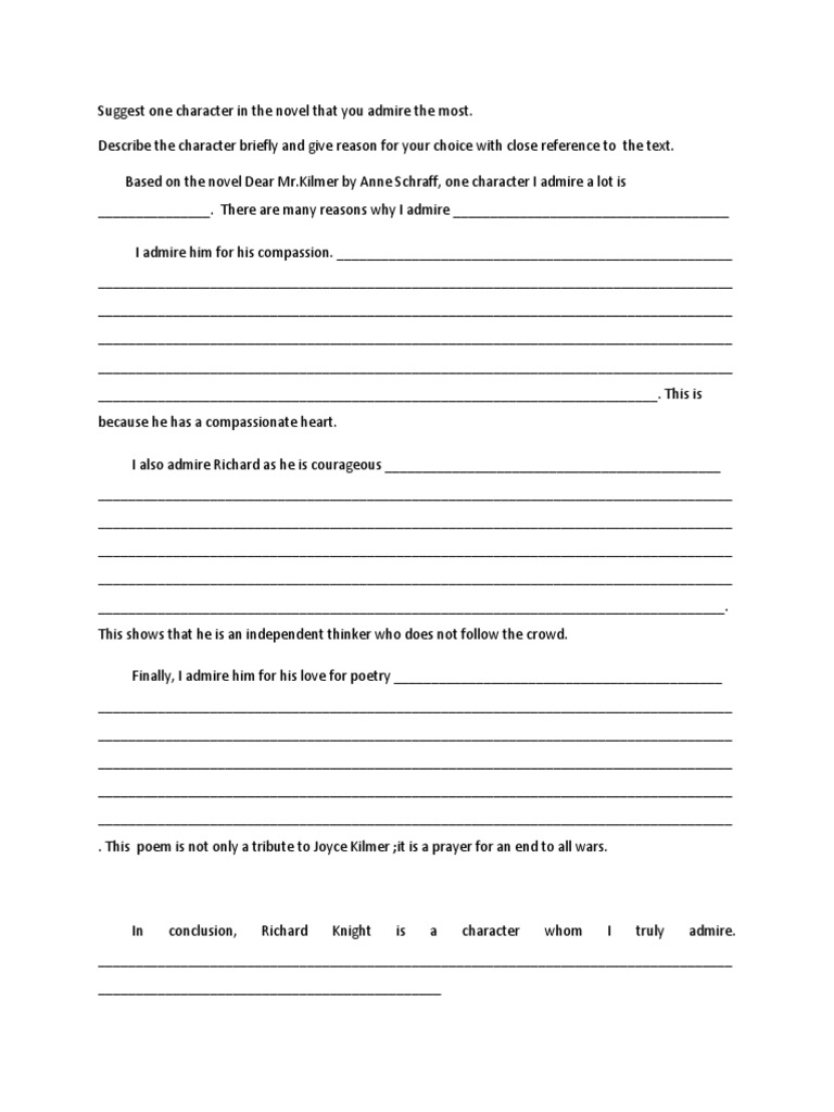 Suggest One Character In The Novel That You Admire The Most Pdf