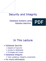 Security and Integrity: Database Systems Lecture 17 Natasha Alechina