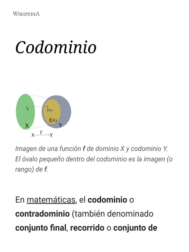 Definición de Codominio en Matemáticas | PDF