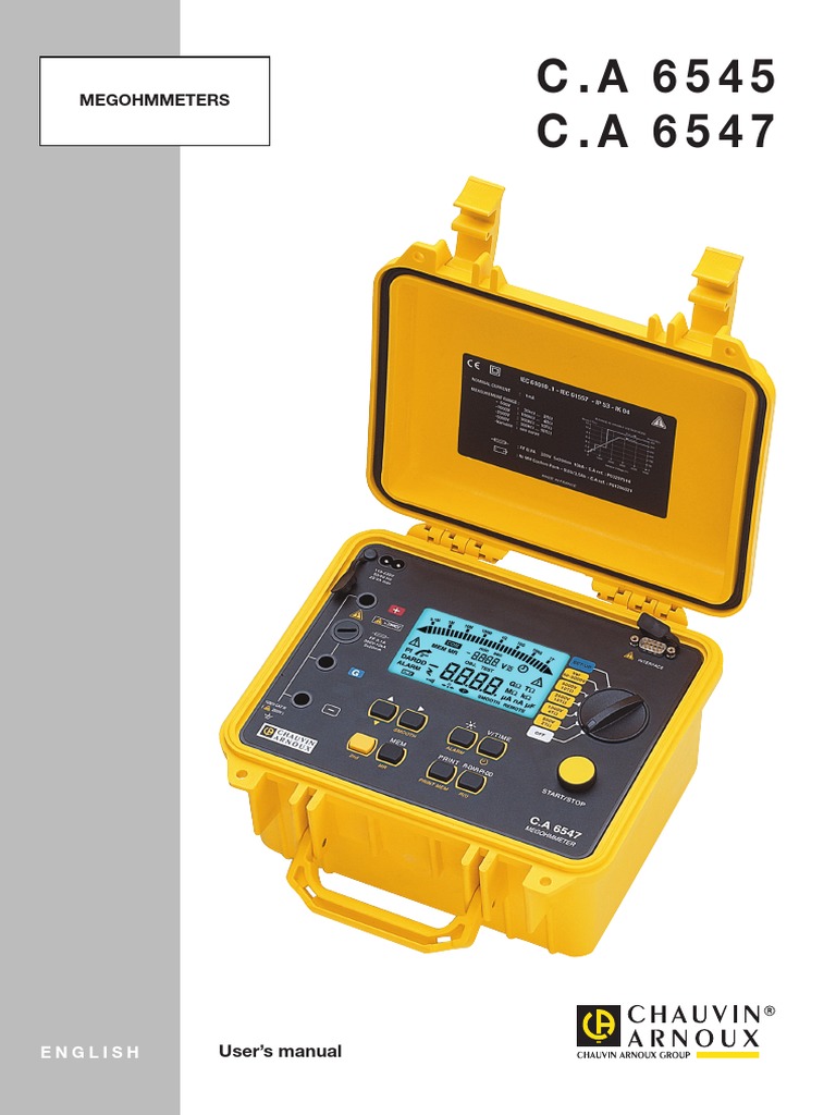 Chauvin Arnoux C.A 65456547 User's Manual PDF PDF Capacitor