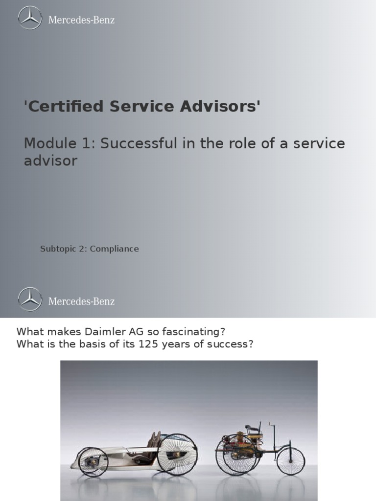 'Certified Service Advisors': Module 1: Successful in The Role of A ...