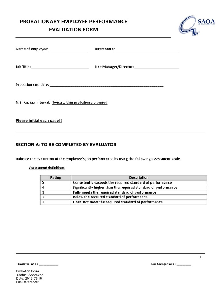 Probation Form Version 5 | PDF | Supervisor | Employment