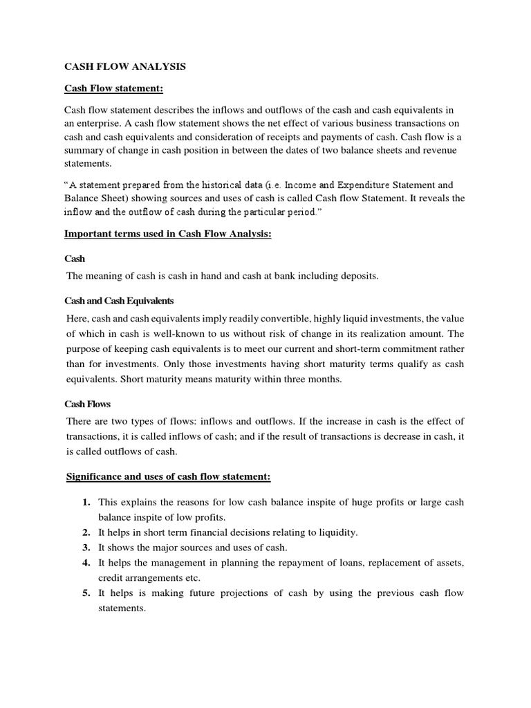 Cash Flow Analysis Guide | PDF | Cash Flow Statement | Cash And Cash ...