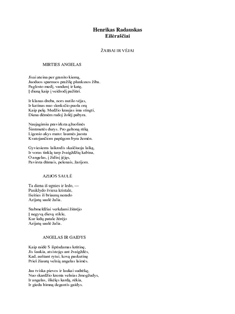 Eilerasciai - Henrikas Radauskas PDF | PDF