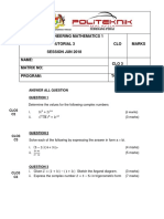 DBM1013 - Engineering Mathematics 1 Tutorial 3 Session Jun 2018 CLO Marks