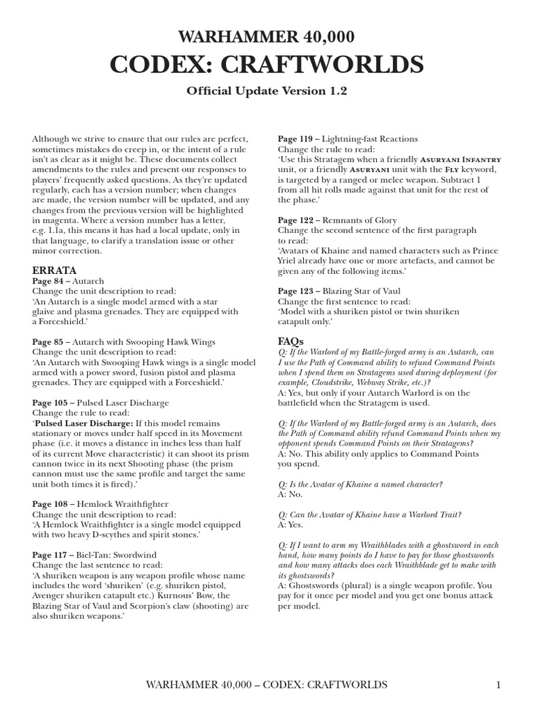 Warhammer 40000 Craftworlds En-3 | PDF | Unrest | Weaponry