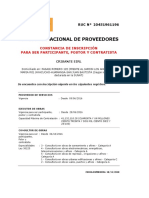 Registro Nacional de Proveedores: Constancia de Inscripción para Ser Participante, Postor Y Contratista