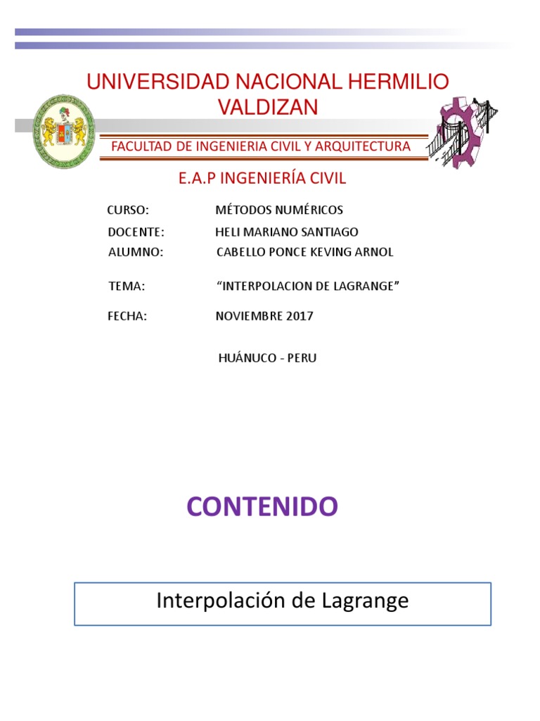 Interpolación de Lagrange en Matlab | PDF | Álgebra | Algoritmos