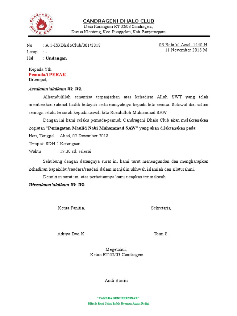 Contoh Surat Undangan Pengajian Lengkap | PDF