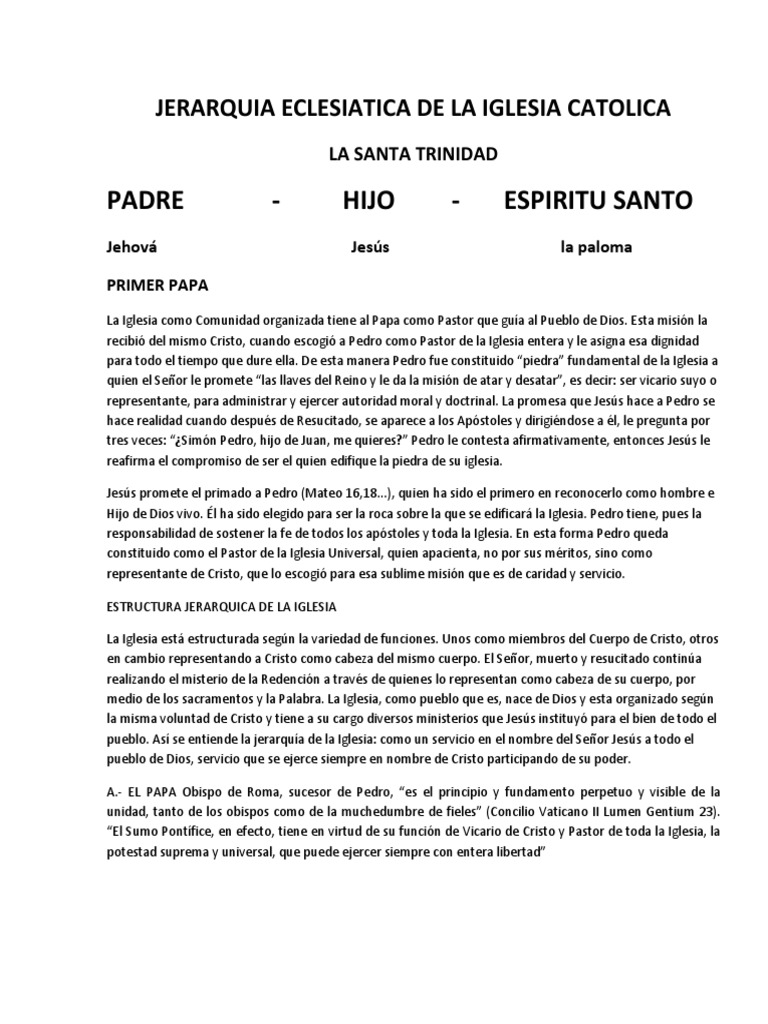 Jerarquia Eclesiatica de La Iglesia Catolica | PDF | obispo | Sacerdote