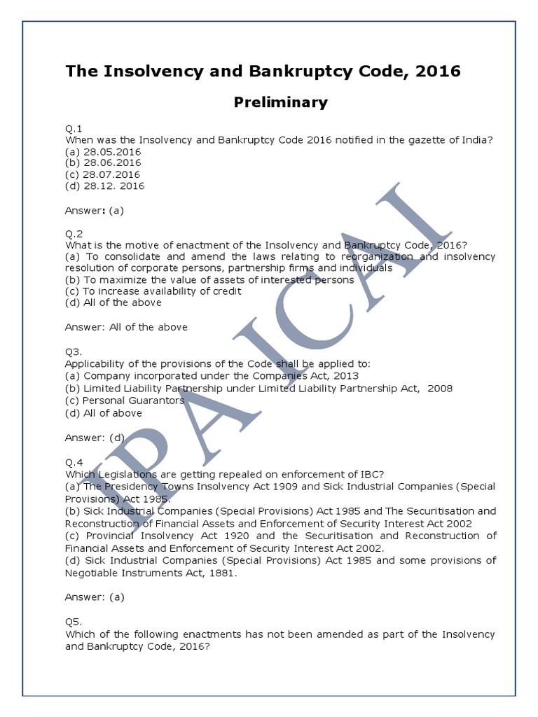 Insolvency and Bankruptcy Code Overview | PDF | Insolvency | Bankruptcy