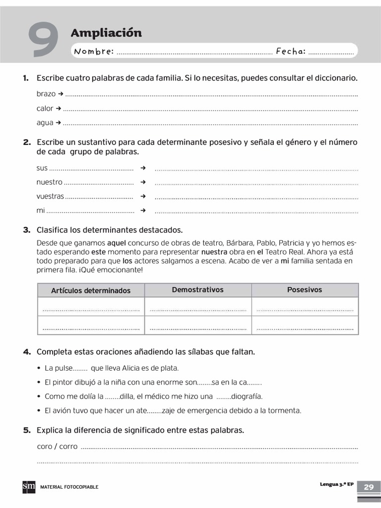 3 Primaria Lengua SM Tema 9 Ampliación PDF | PDF