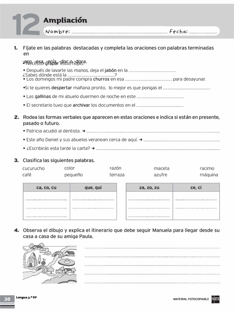 3 Primaria Lengua SM Tema 12 Ampliación | PDF