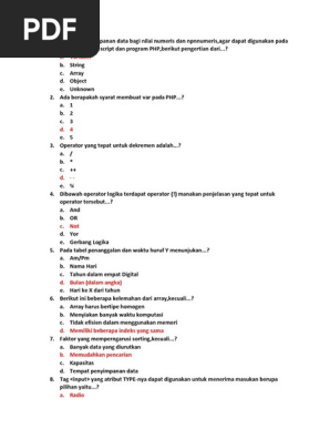 Kumpulan Soal Pemrograman Web Dinamis Kelas Xi Smkn Manonjaya
