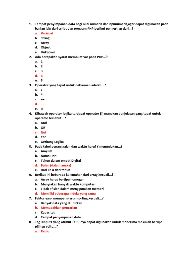 Kumpulan Soal Pemrograman Web Dinamis Kelas Xi Smkn Manonjaya