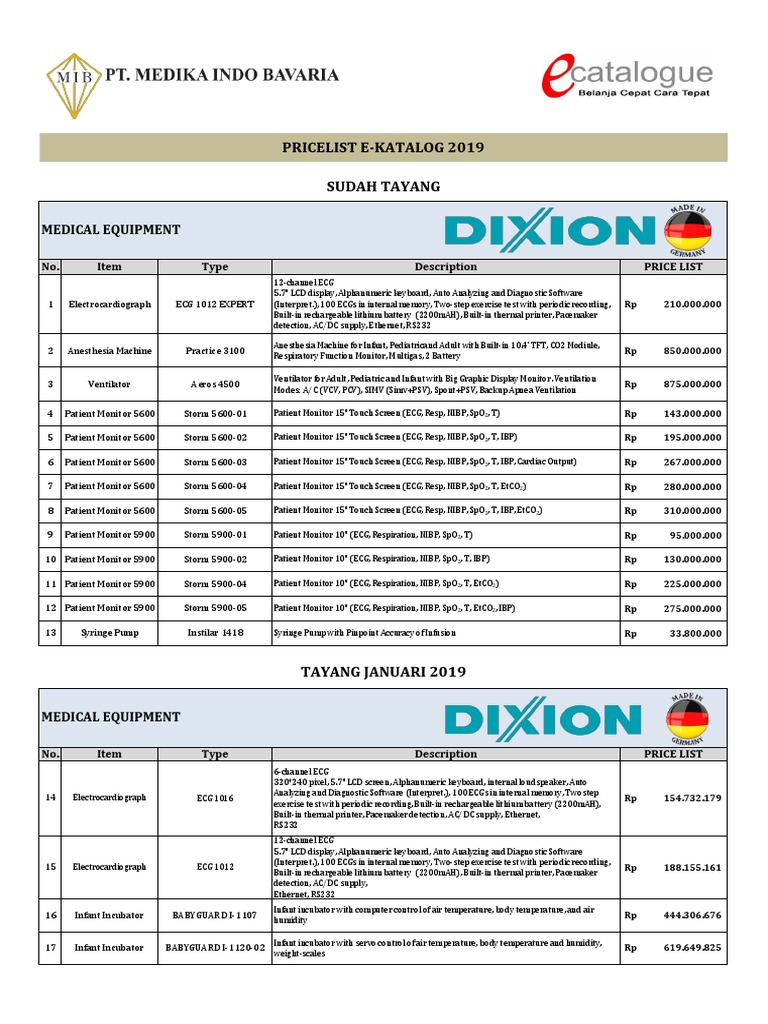 Medical equipment price list PDF Electrocardiography Computer Monitor