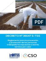 Decreto #39147-s-tss Reglamento para La Prevencion Proteccion de Las Personas Trabajadoras Expuestas A Estres Termico Por Calor