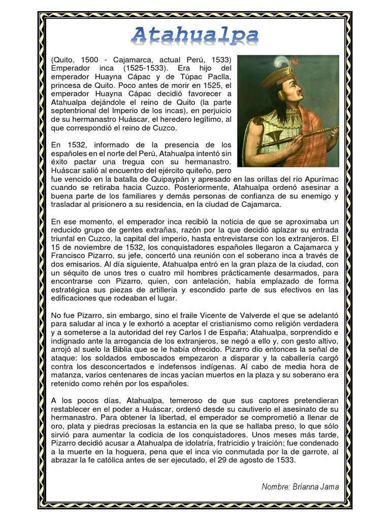 Atahualpa Pdf Francisco Pizarro Imperio Inca