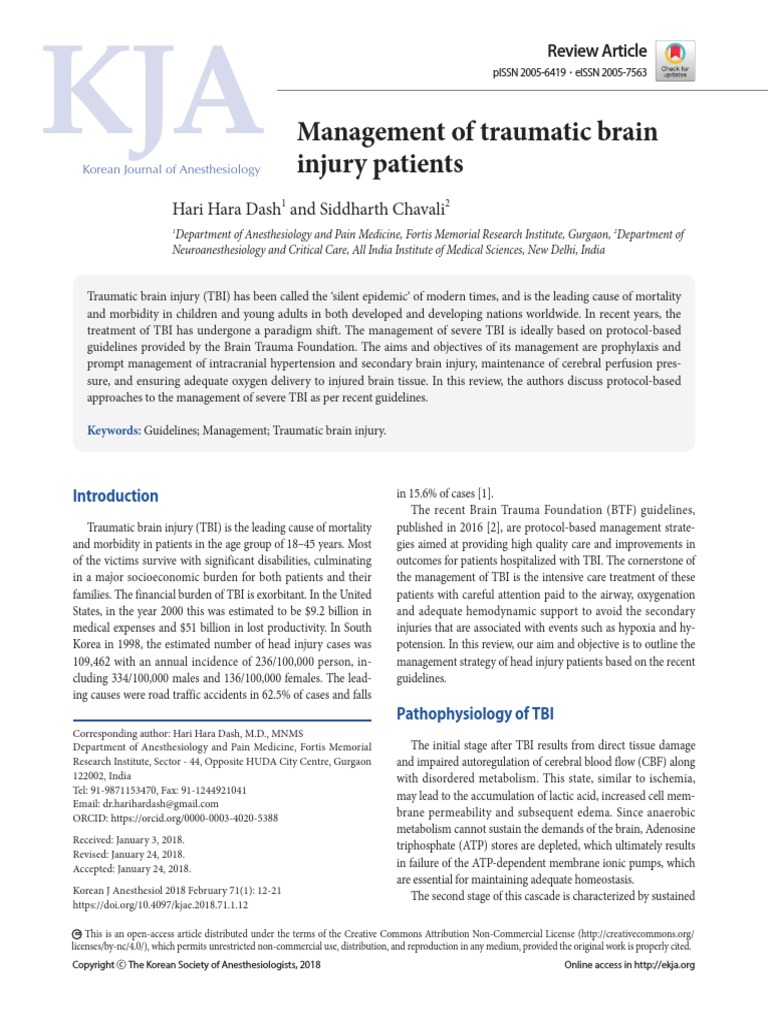 Tce Management | PDF | Traumatic Brain Injury | Health Sciences
