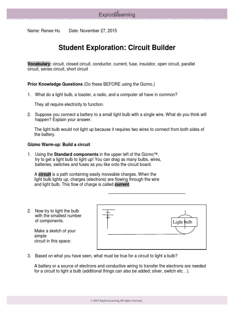 Circuit Builder (Gizmos) PDF Series And Parallel Circuits