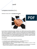 Compañía Anónima (C.A.) | Legislación Mercantil