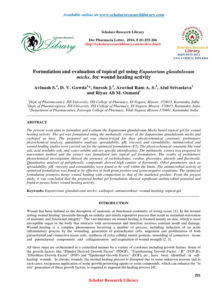 Formulation and Evaluation of Topical Gel Using Eupatorium ...