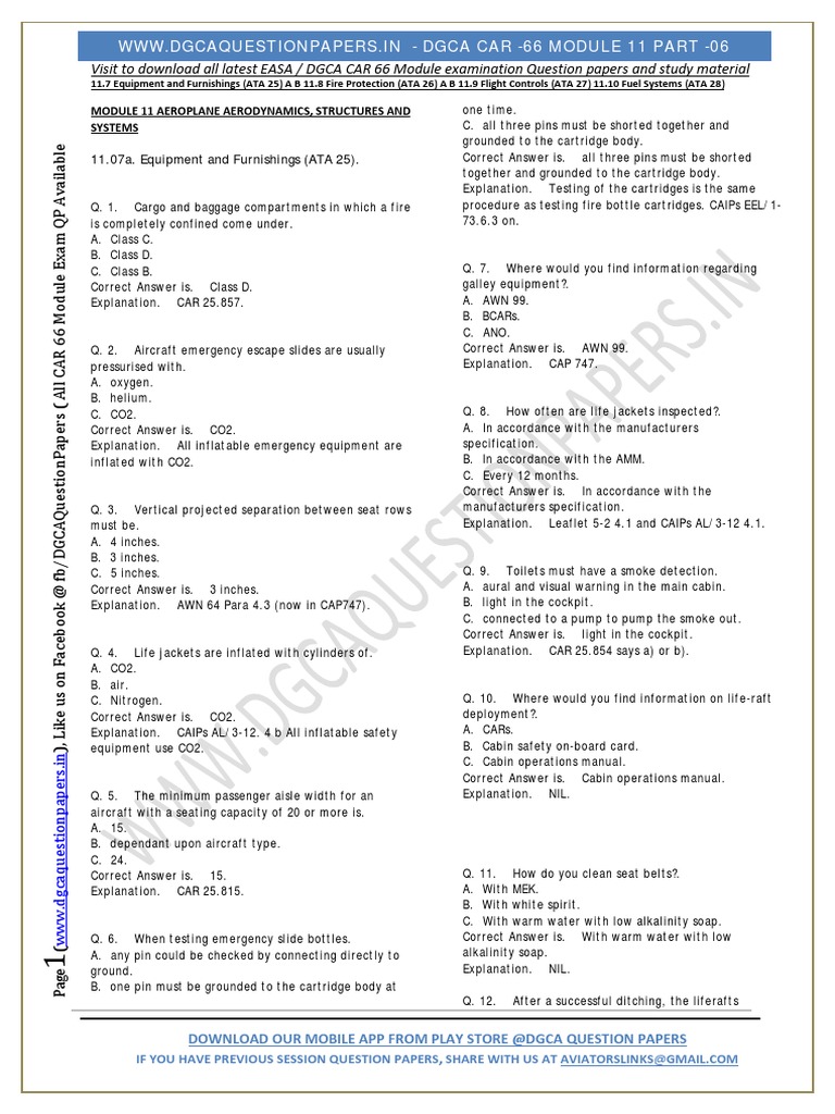 DGCA CAR-66 Module 11 Q&A Guide | PDF | Smoke | Aviation