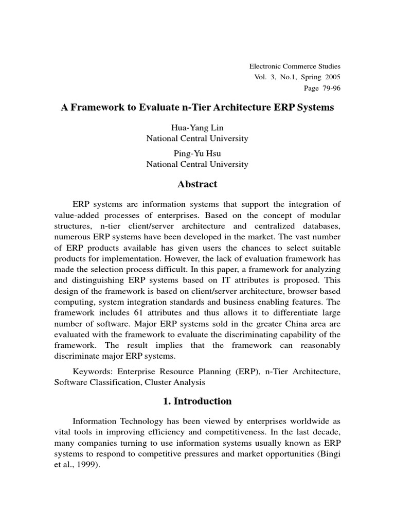 Evaluating n-Tier ERP Systems Framework | PDF | Enterprise Resource ...