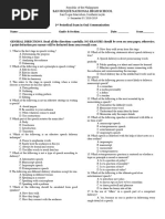 2nd Periodical - Oral Communication Exam 2018-2019