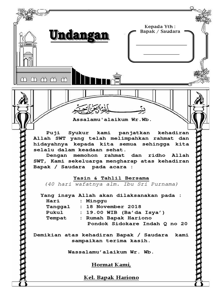 44391920 Undangan Tahlil 40 Hari Ibu