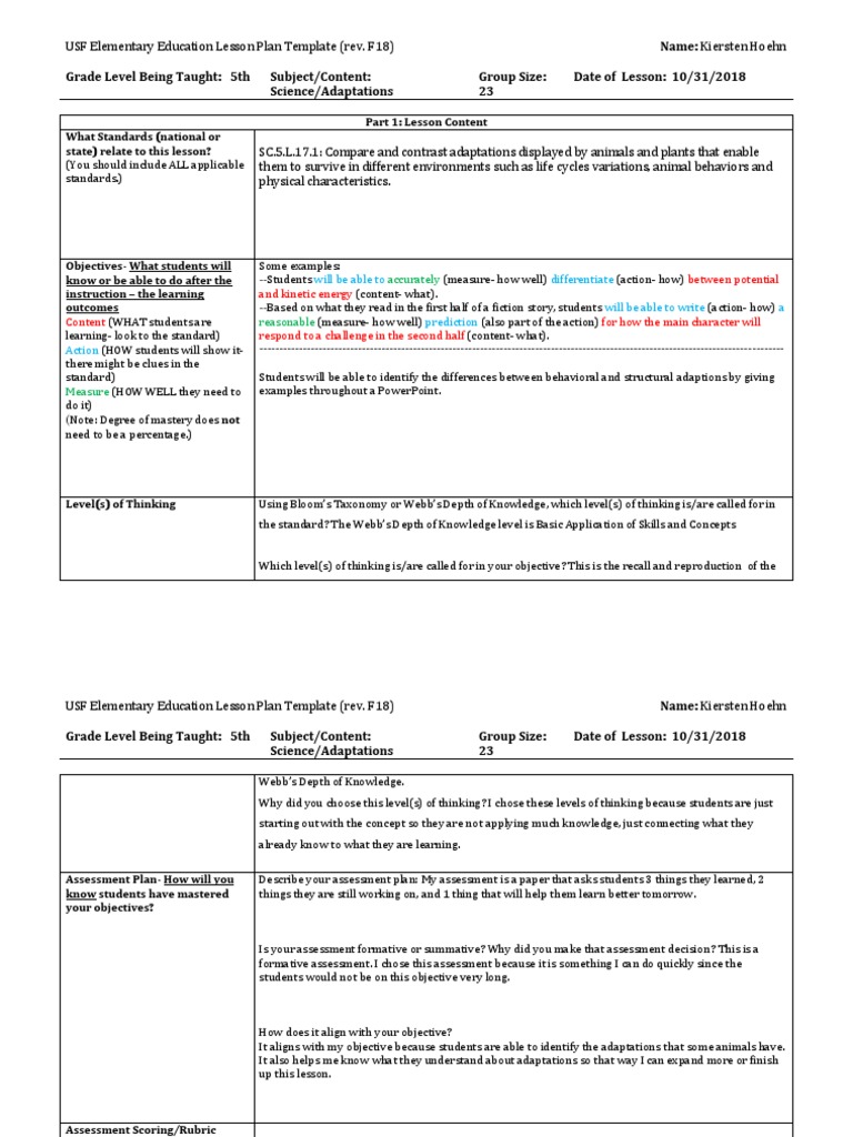 CT Observation 2 Lesson Plan | PDF | Educational Assessment | Lesson Plan