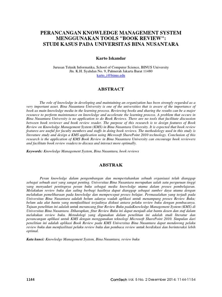 Knowledge Management System Design at BINUS | PDF | Career & Growth | Art
