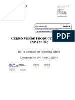 Cerro Verde Production Unit Expansion: Bill of Materials Per Operating Screen Document No. SN-100462-MD03