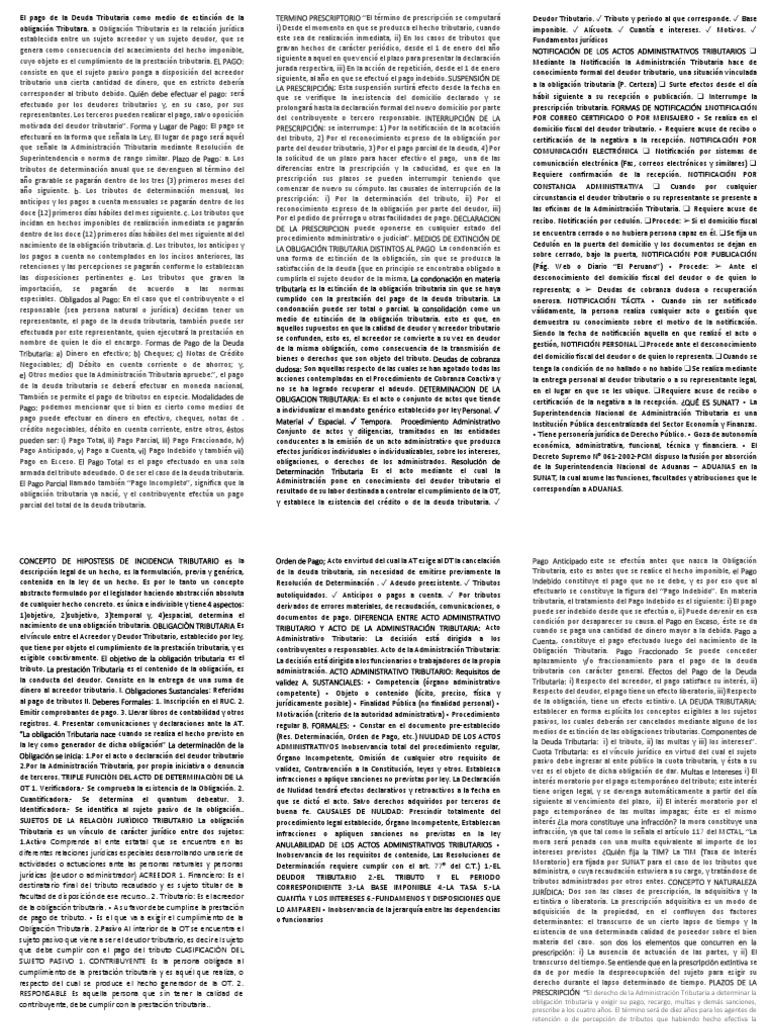 Pago y Extinción de Obligaciones Tributarias | PDF | Pagos | Estatuto ...