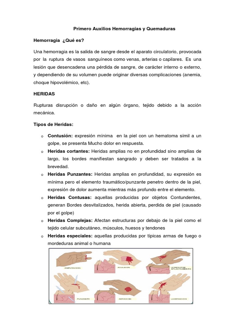 Control de Hemorragias y Primeros Auxilios | PDF | Herida | Primeros ...