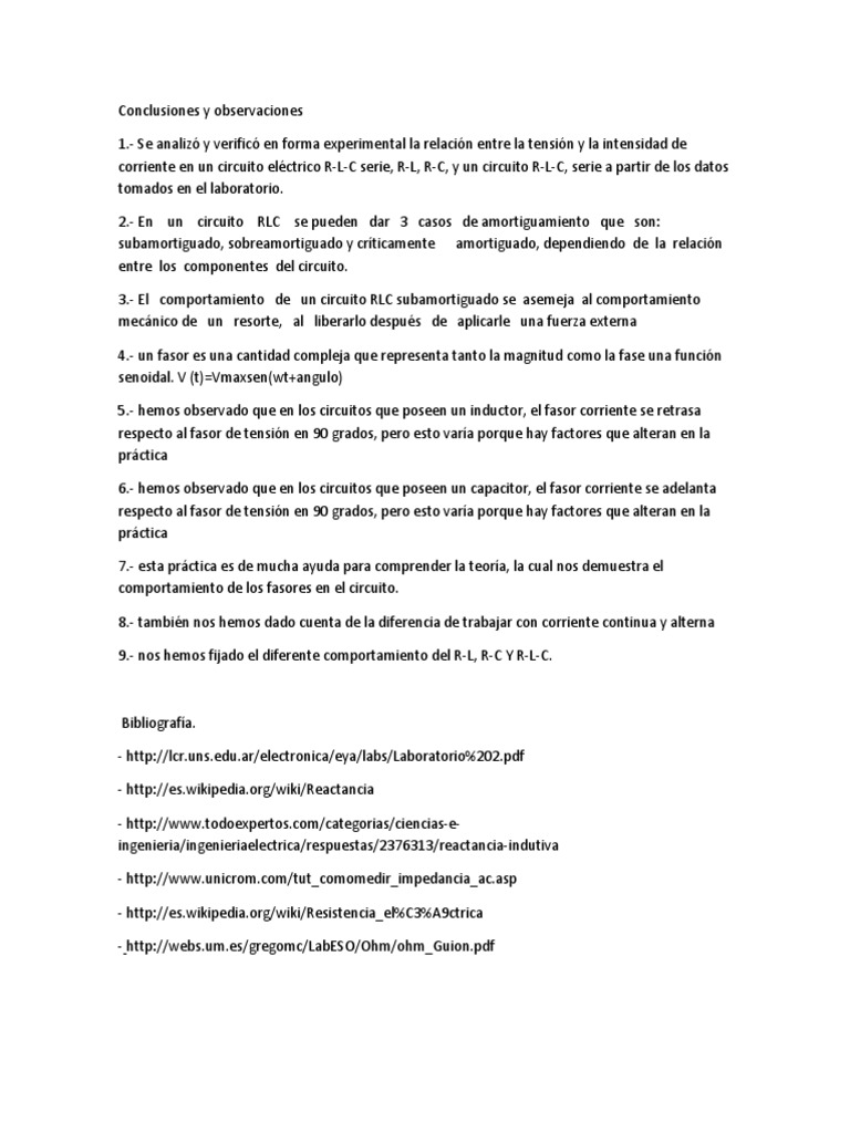 Conclusiones, Observaciones y Bibliografia