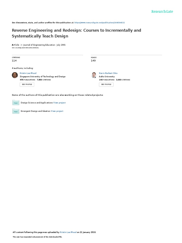 Reverse Engineering Design Courses | PDF | Engineering Design Process ...