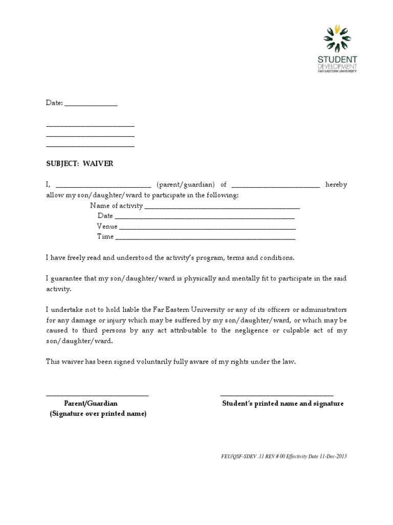 New Sdev Waiver 1 | PDF