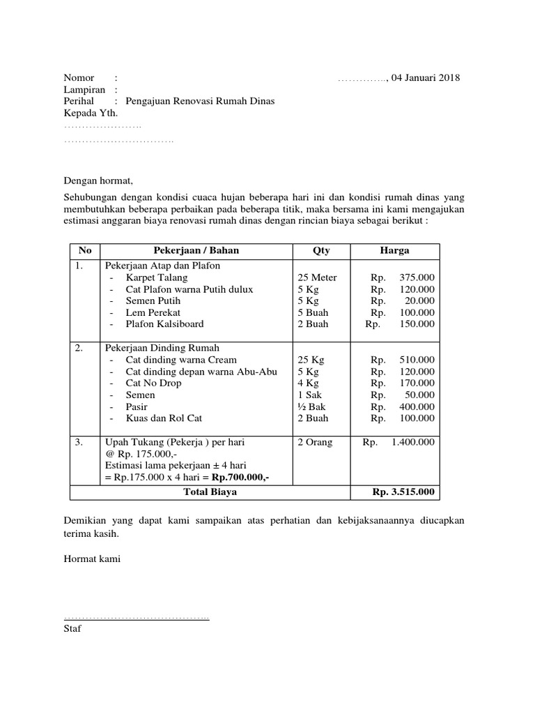 Pengajuan Renov Rumah Dinas PDF