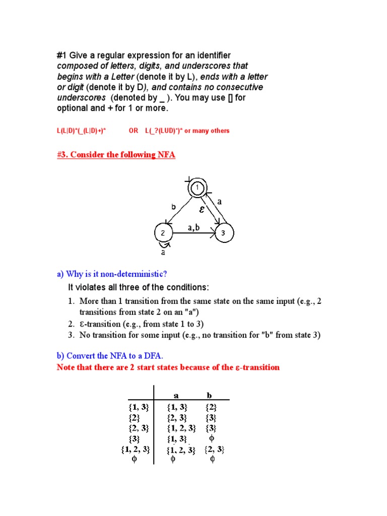 Regular Expressions and NFA to DFA Conversion | PDF | Teaching Methods ...