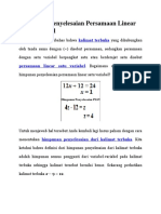 Himpunan Penyelesaian Persamaan Linear Satu Variabel