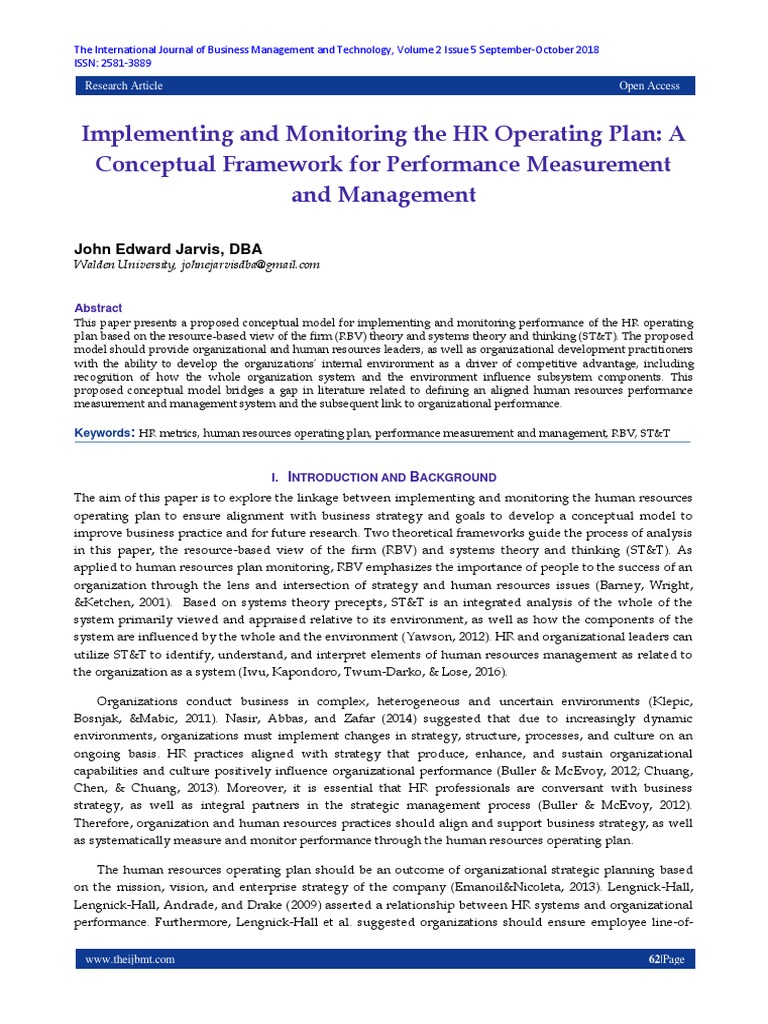 HR Operating Plan Performance Framework | PDF | Strategic Management ...